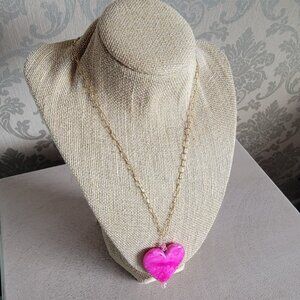 Over-Sized Hot Pink Heart Necklace
